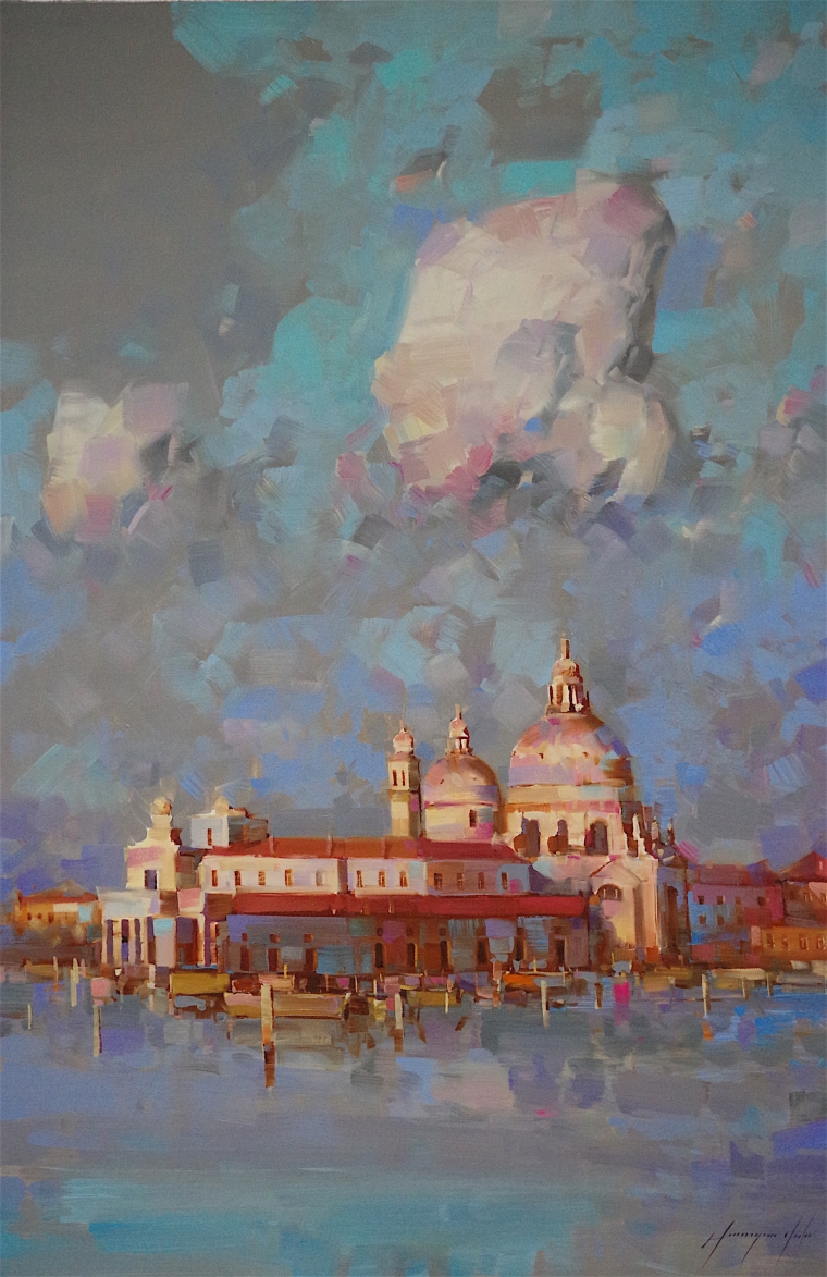 Santa Maria Della Salute, Cityscape oil Painting, Handmade art, One of a Kind, Signed with Certificate of Authenticity 