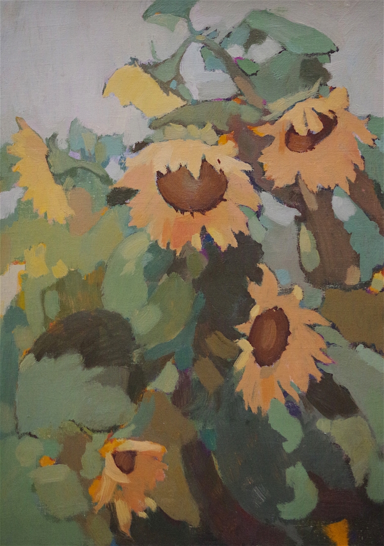 SunFlowers oil Painting, Contemporary handmade art, One of a Kind, Signed with Certificate of Authenticity 