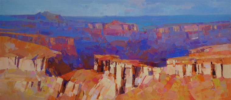 Grand Canyon Arizona, oil Painting, large Size Handmade art, One of a Kind, Signed with Certificate of Authenticity 