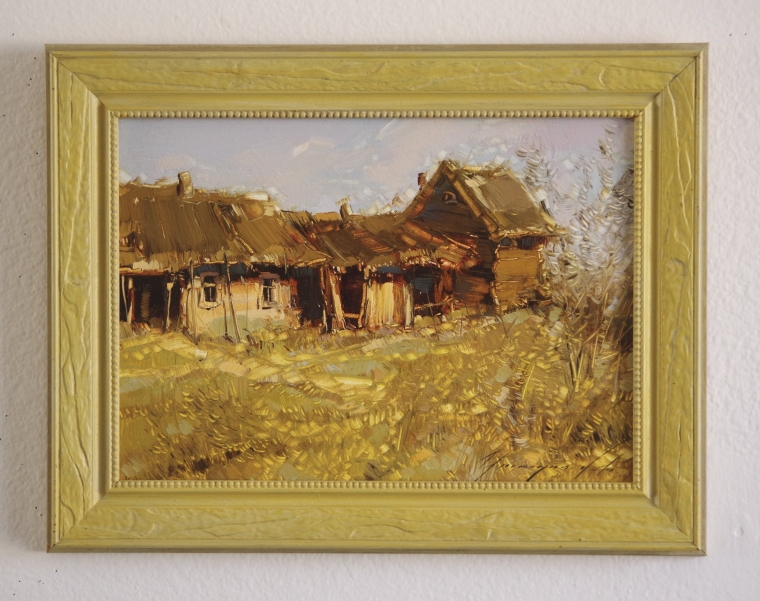 Farm, Original oil Painting, Handmade art, Framed, One of a Kind, Signed with Certificate of Authenticity 