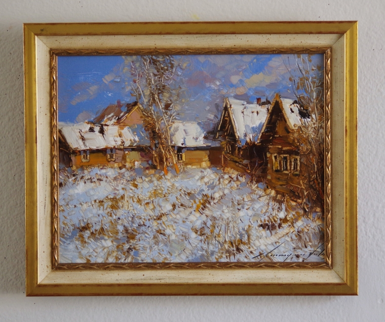 Farm, Original oil Painting, Handmade art, Framed, One of a Kind, Signed with Certificate of Authenticity 