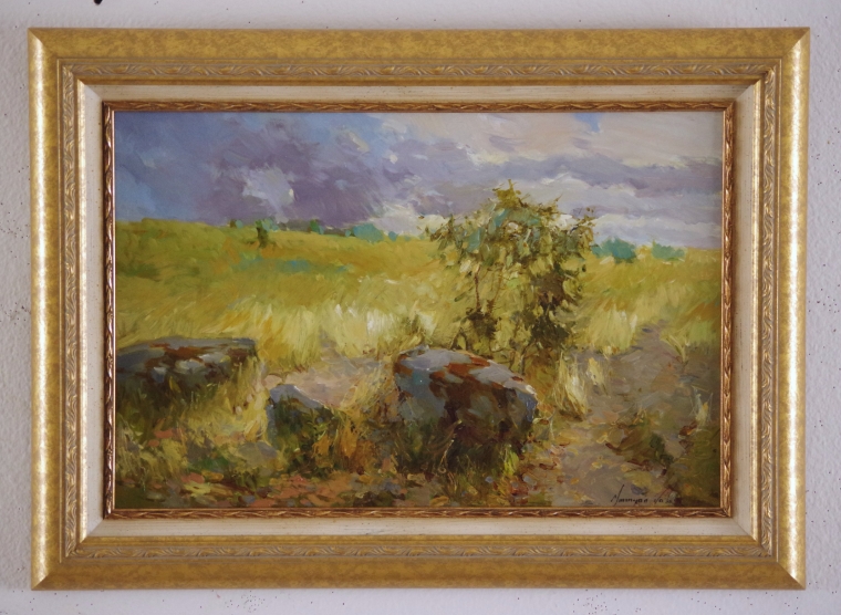 Landscape Original oil Painting, Handmade art, Framed, One of a Kind, Signed with Certificate of Authenticity