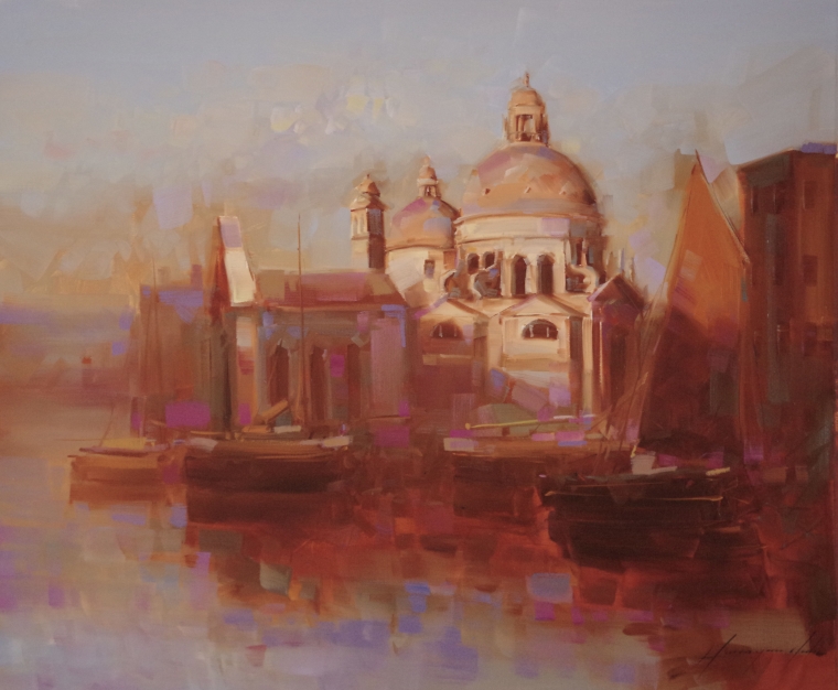 Santa Maria Della Salute, Cityscape oil Painting, Handmade art, One of a Kind, Signed