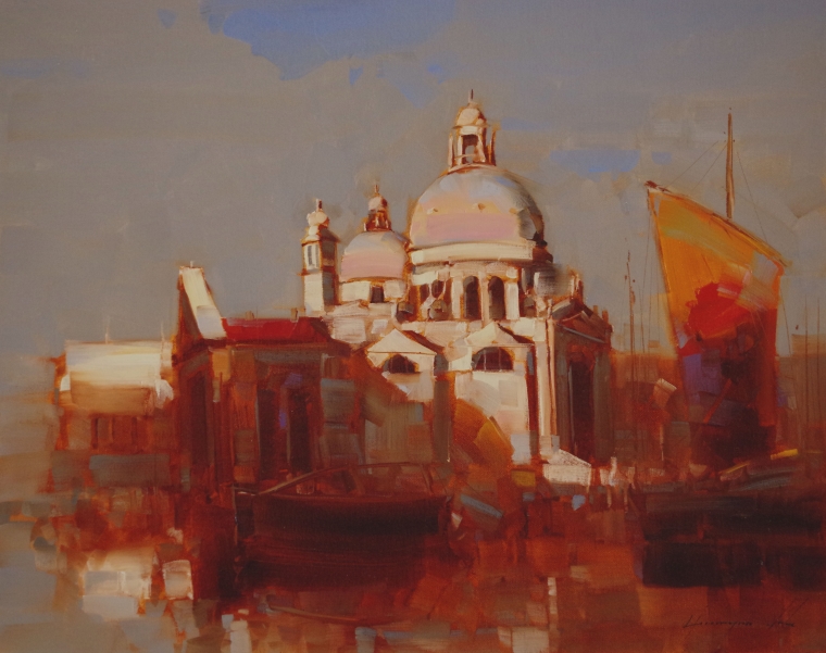 Santa Maria Della Salute, Venice Cityscape oil Painting, Handmade art, One of a Kind, Signed 