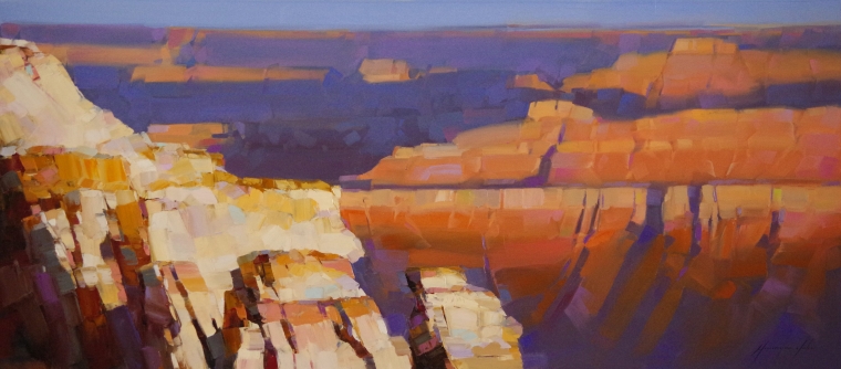 Grand Canyon Sunset, Landscape oil Painting, Handmade art, One of a Kind, Signed with Certificate of Authenticity  