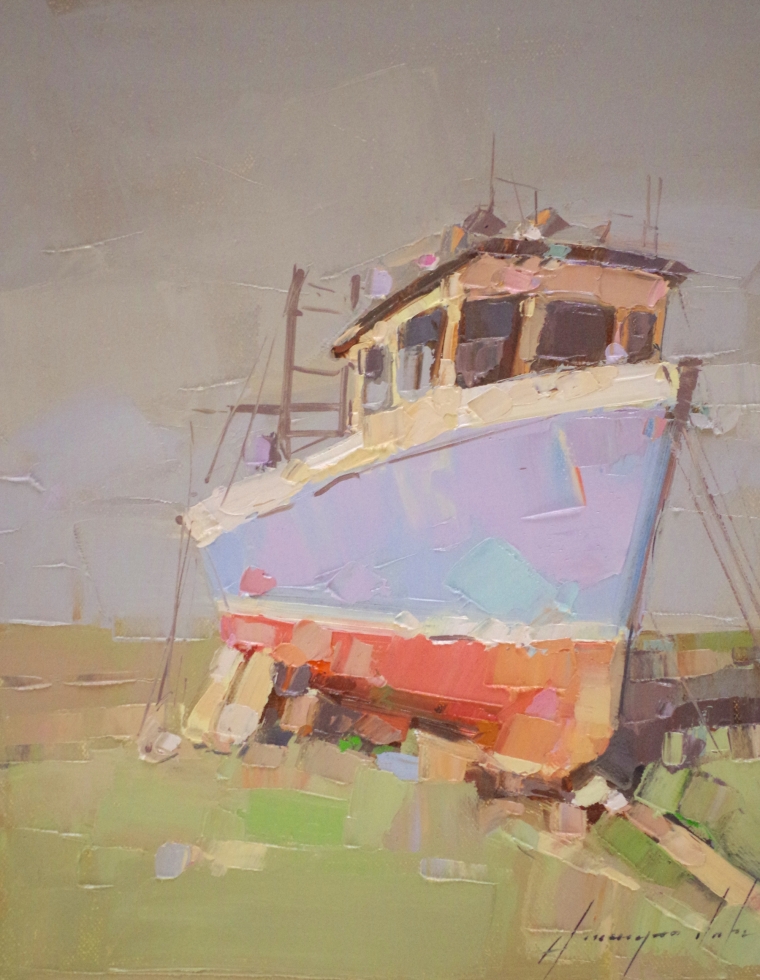 Old Tug, Handmade oil Painting, Original Handmade art, One of a Kind, Signed 