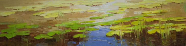 Waterlilies, oil Painting, Handmade art, One of a Kind, Signed  