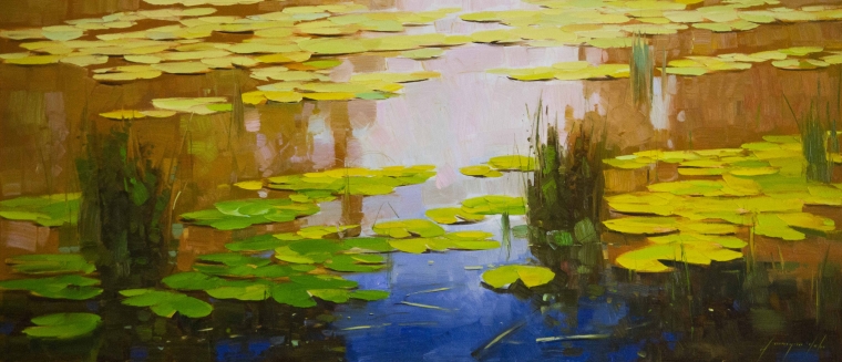 Waterlilies, Original oil Painting, Handmade art, One of a Kind, Signed   