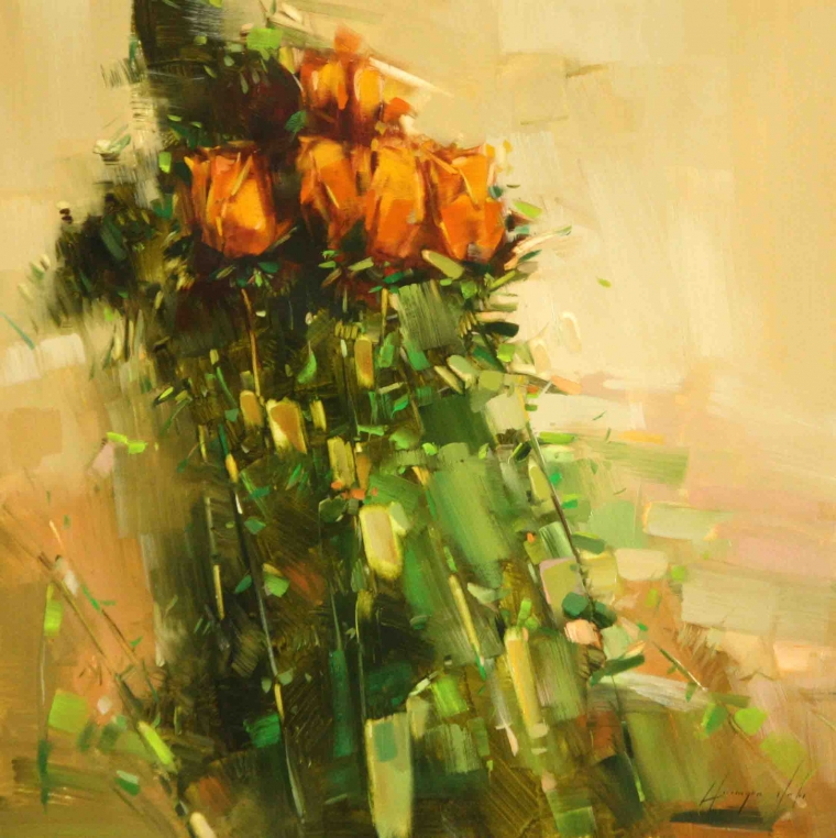 Bouquet of Roses, Original Oil Painting, Handmade art, One of a Kind, Signed with Certificate of Authenticity    