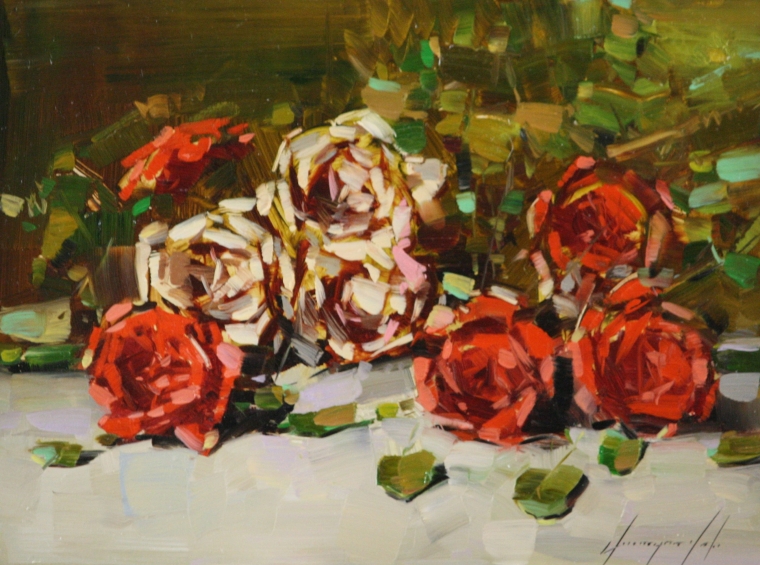 Roses, Original oil Painting, Handmade art, One of a Kind, Signed    