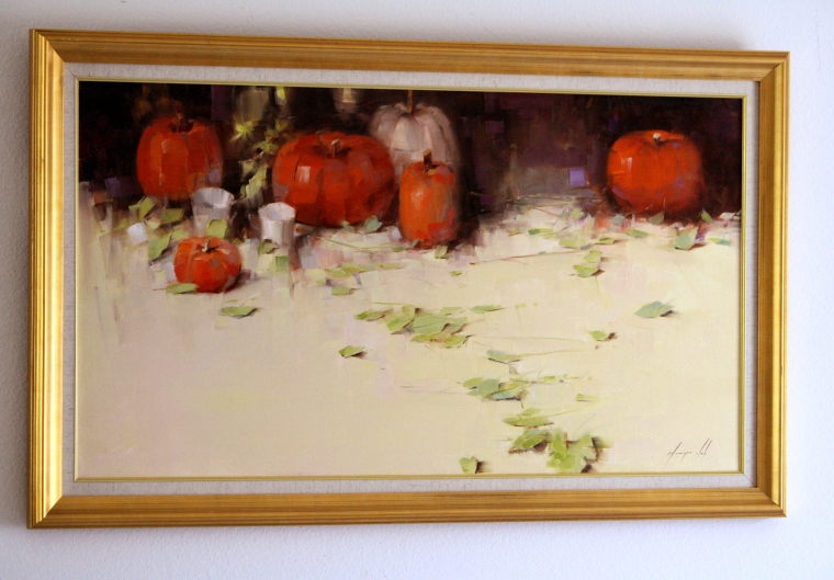 Still Life with Pumpkins Original oil Painting, Handmade art, Ready to hang, One of a Kind, Signed   