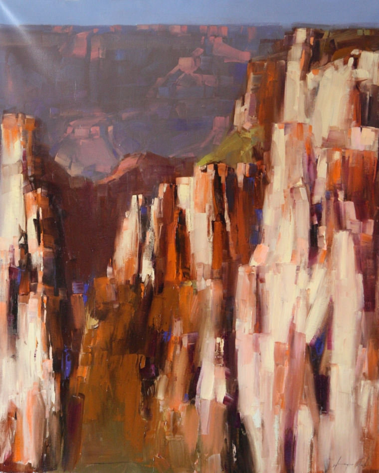 Grand Canyon, Contemporary Landscape oil Painting, Large Size Handmade art, One of a Kind, Signed