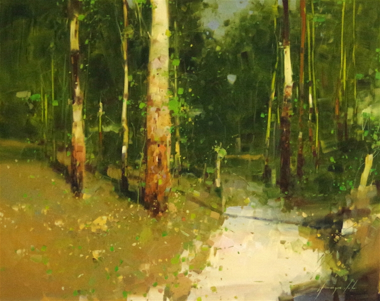 Forest, Landscape Original oil Painting, Handmade art, One of a Kind, Signed  
