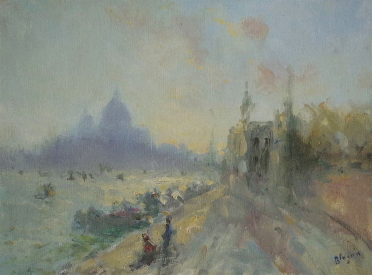 Venice Sunset Original oil Painting on Canvas, Handmade art, tonalism, One of a Kind