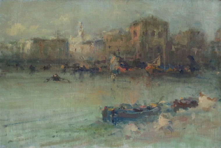 Venice Original oil Painting on Canvas, Handmade art, tonalism, One of a Kind 