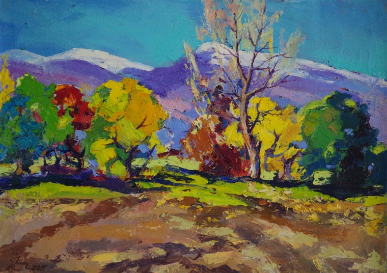 autumn Palette Landscape oil Painting, handmade art, One of a Kind
