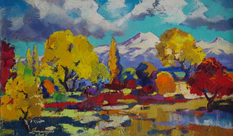 Autumn Palette Landscape oil Painting, handmade art, One of a Kind 