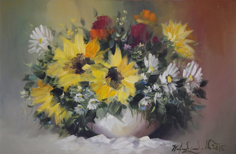 Vase of Flowers, Original oil painting, Handmade art