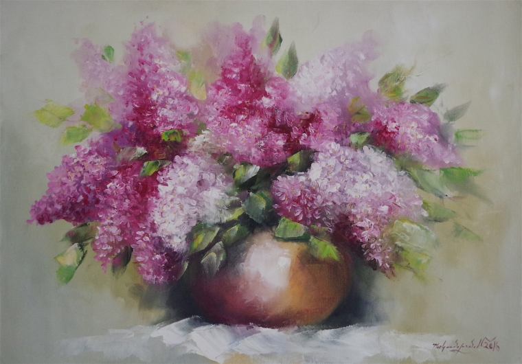 Vase of Lilacs, Original oil painting, Handmade art, One of a Kind