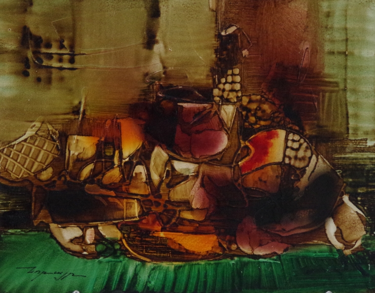 Still life with fish, Abstract oil Painting, Modern Wall, Handmade art, One of a kind, Signed