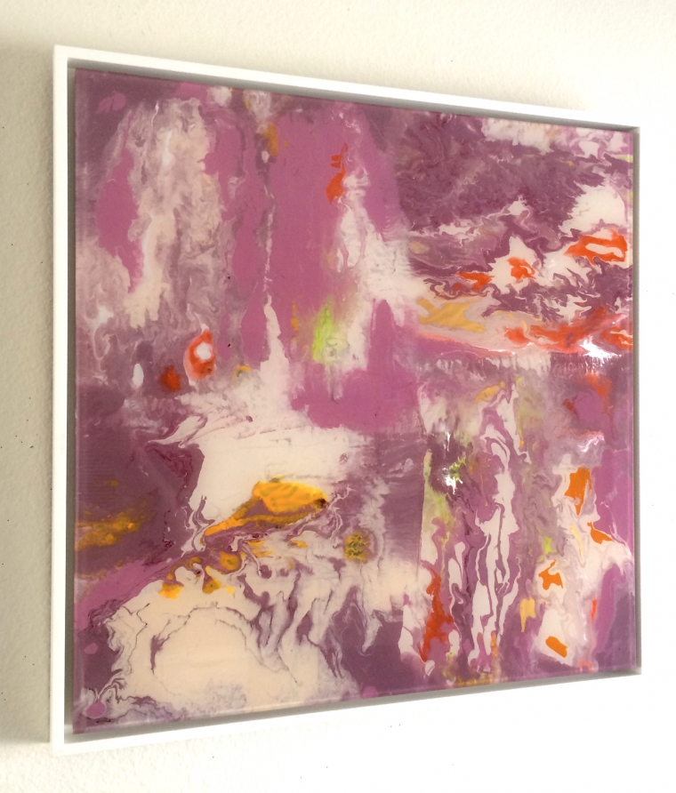 Abstract art, Original painting on Plexiglass, Handmade Contemporary art, Framed, One of a Kind