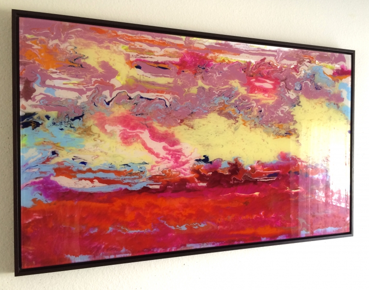 Abstract art, Original painting on Plexiglass, Handmade Contemporary art, Large Size, Framed, One of a Kind 