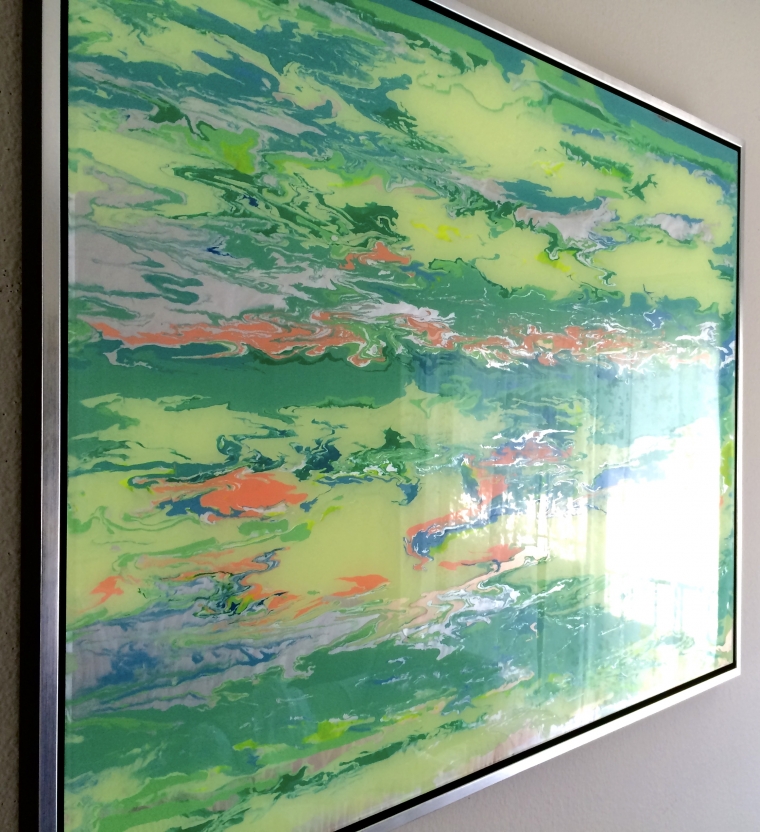 Abstract art, Original painting on Plexiglass, Handmade Contemporary art, Large Size, Framed, One of a Kind   