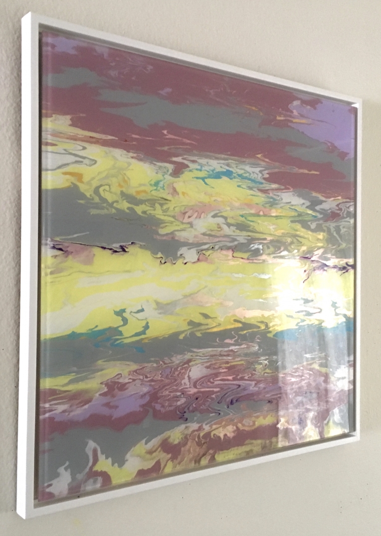  Abstract Shape, Original painting on Plexiglass, Handmade Contemporary art, Framed, One of a Kind   