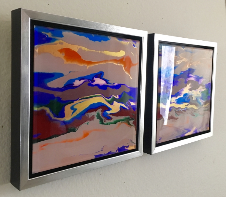 Abstract art, Original painting on Plexiglass, Handmade Contemporary art,  Framed, One of a Kind   