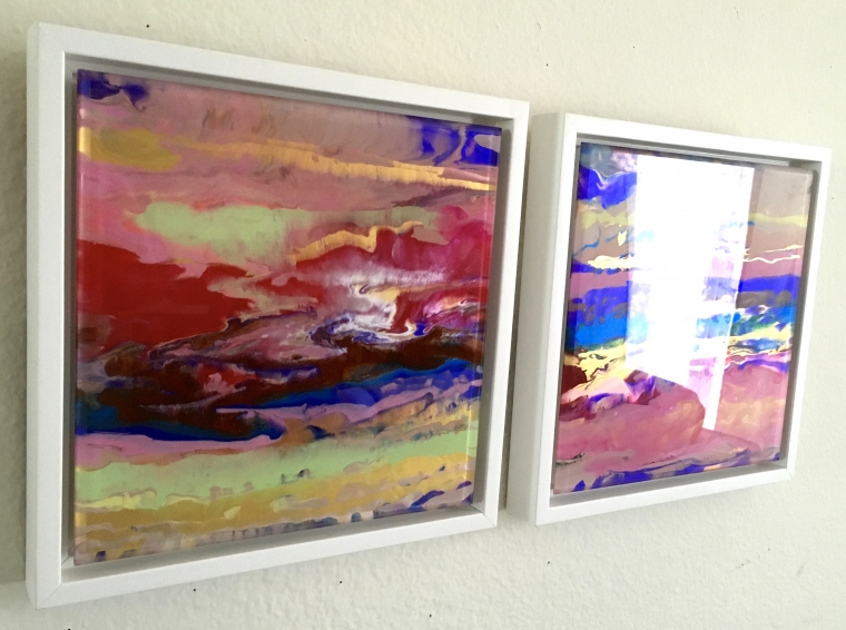 Abstract art, Original painting on Plexiglass, Handmade Contemporary art,  Framed, One of a Kind    