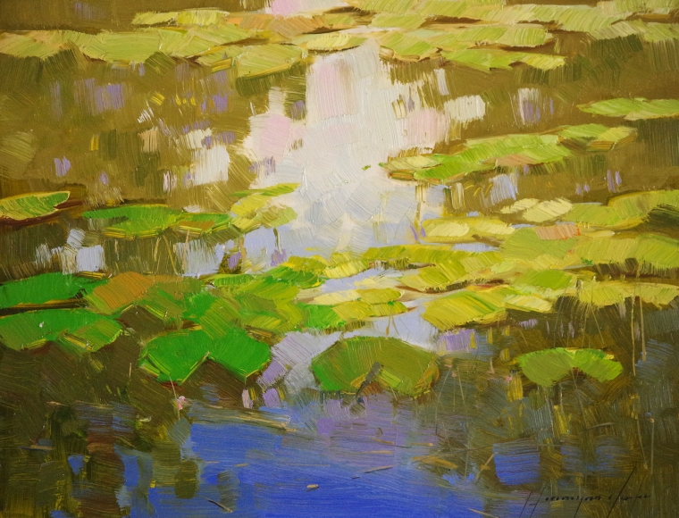 Waterlilies, Original oil Painting, Handmade art, One of a Kind, Signed  