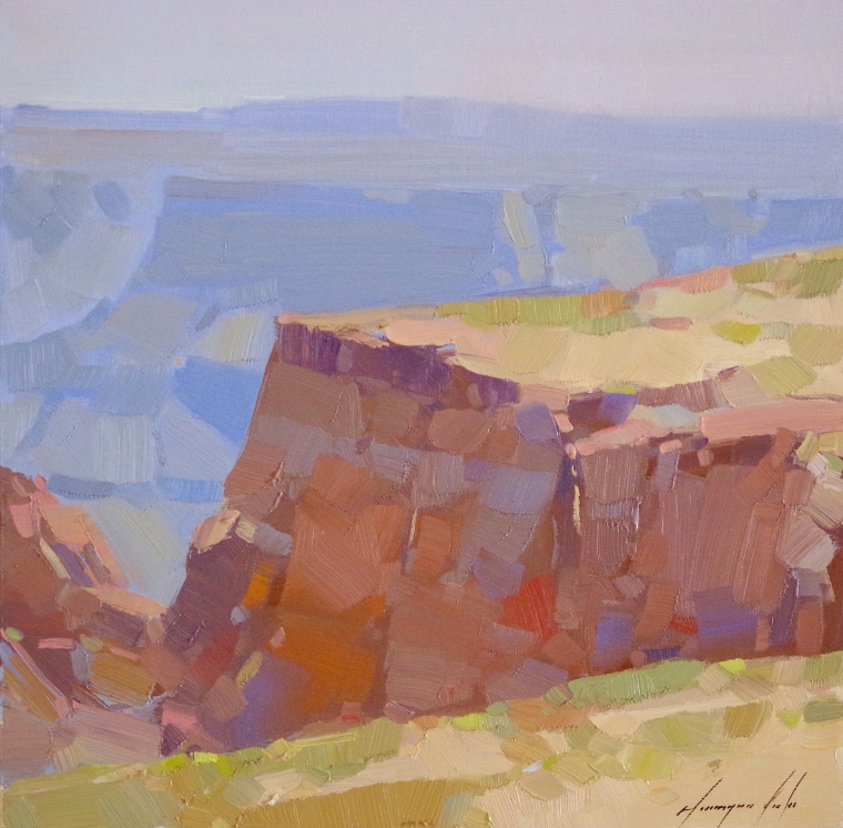 Grand Canyon -Sunny Day, Landscape Original oil Painting, Handmade art, One of a Kind, Signed 