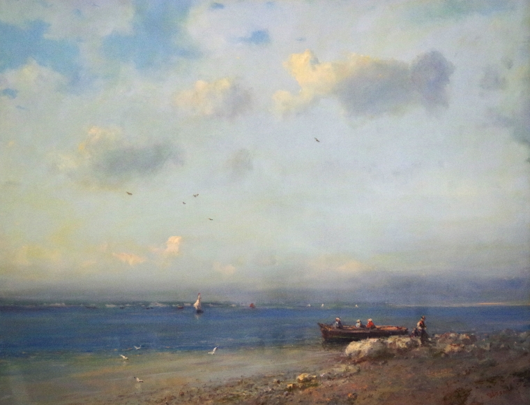 Seashore, Original oil Painting on Canvas, Handmade art, One of a Kind, Signed  
