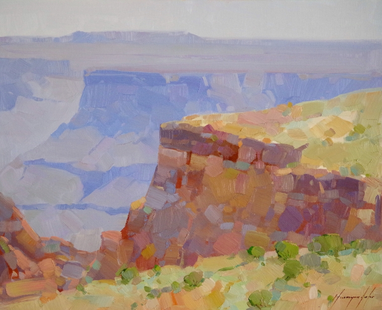 Grand Canyon-Sunny Day, Landscape Original oil Painting, Handmade art, One of a Kind, Signed 
