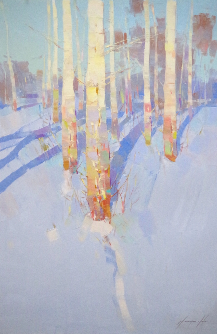Winter Time, Landscape Original oil Painting, Handmade art, One of a Kind, Signed