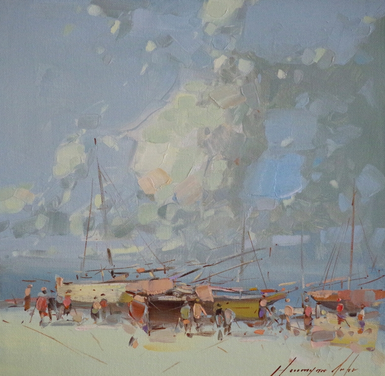 Seashore, Original oil Painting, Handmade art, One of a Kind  