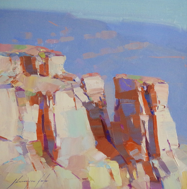Grand Canyon -Sunny Day, Landscape Original oil Painting, Handmade art, One of a Kind, Signed  