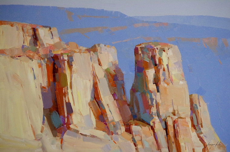 Grand Canyon, Original oil Painting by Palette knife, Handmade artwork, One of a Kind     