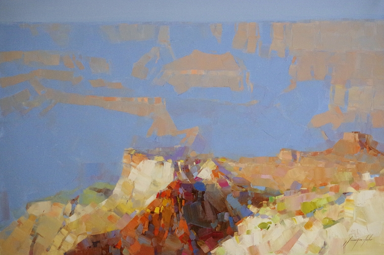 Grand Canyon, Original oil Painting by Palette knife, Handmade artwork, One of a Kind 