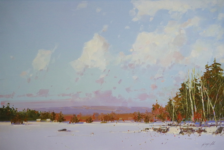 Winter in New Hampshire,  Original oil Painting, Handmade artwork, One of a Kind     