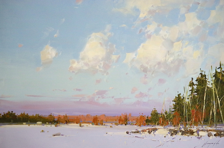 Winter in New Hampshire,  Original oil Painting, Handmade artwork, One of a Kind     