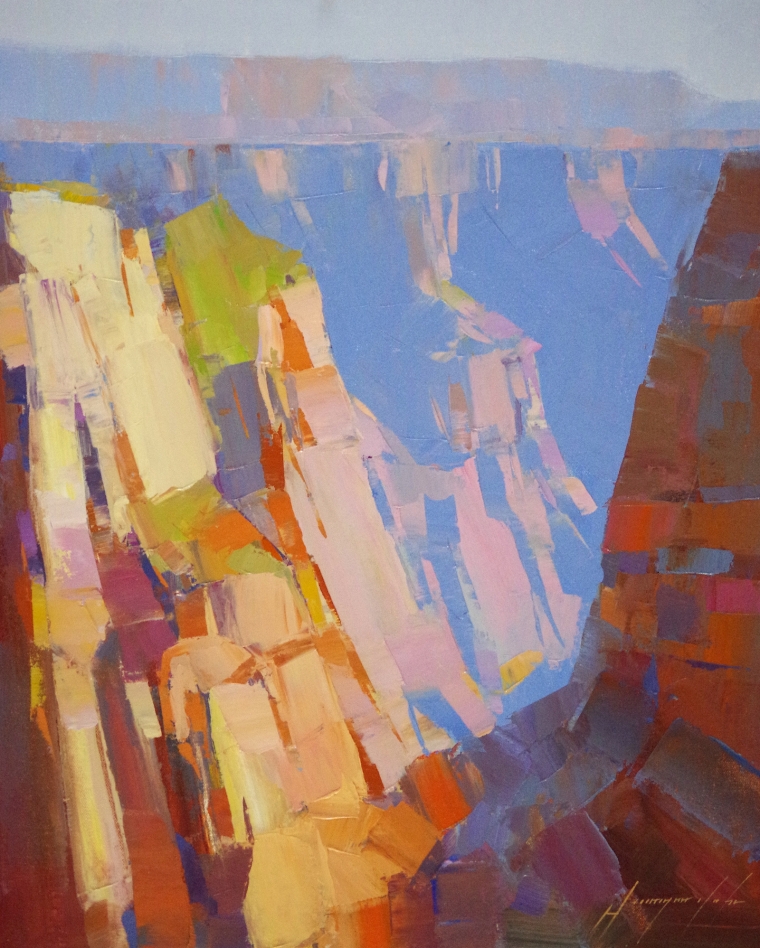 Grand Canyon Arizona, Original oil Painting by Palette Knife, Handmade art, One of a Kind  