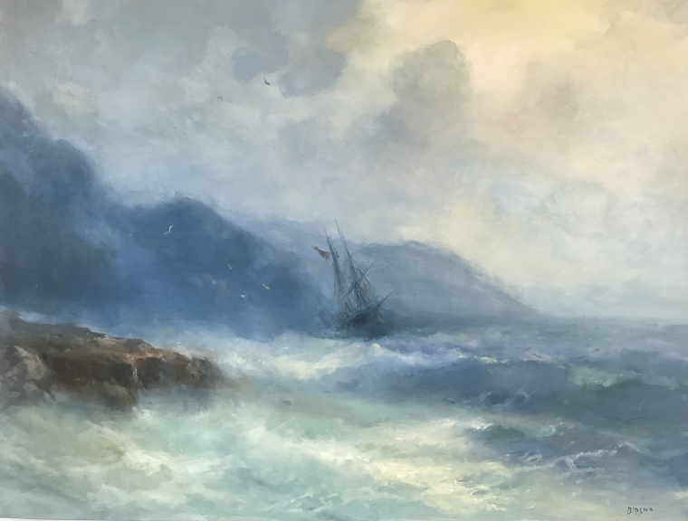 Ocean in Cobalt, Original oil Painting, Handmade artwork, Museum quality, One of a Kind,    