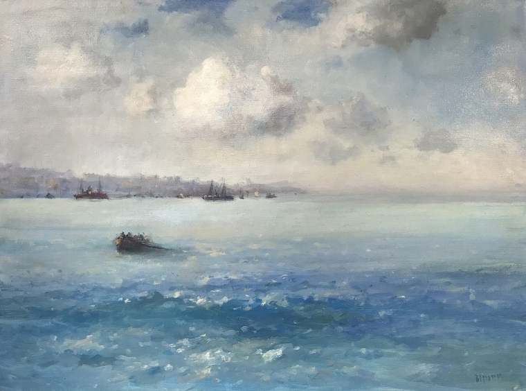 Cloudy Day, Seascape oil Painting, Museum Quality, One of a Kind