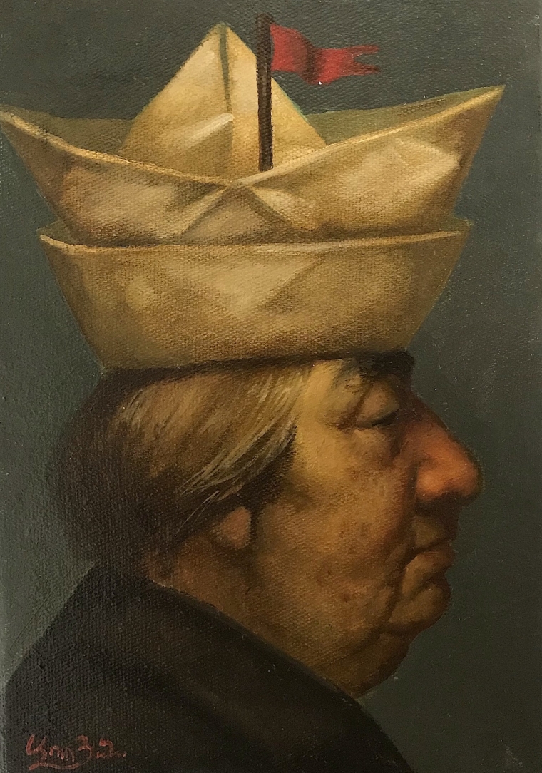The Sailer, Portrait Original oil painting, Handmade artwork, One of a kind   